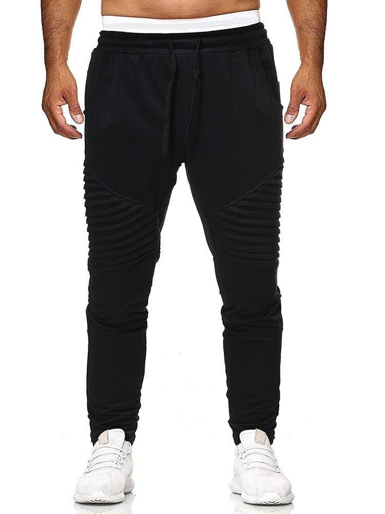 Pantalon Décontracté Uni À Lacets Pour Hommes