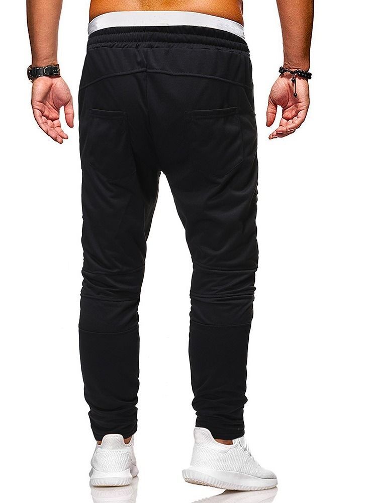 Pantalon Décontracté Uni À Lacets Pour Hommes