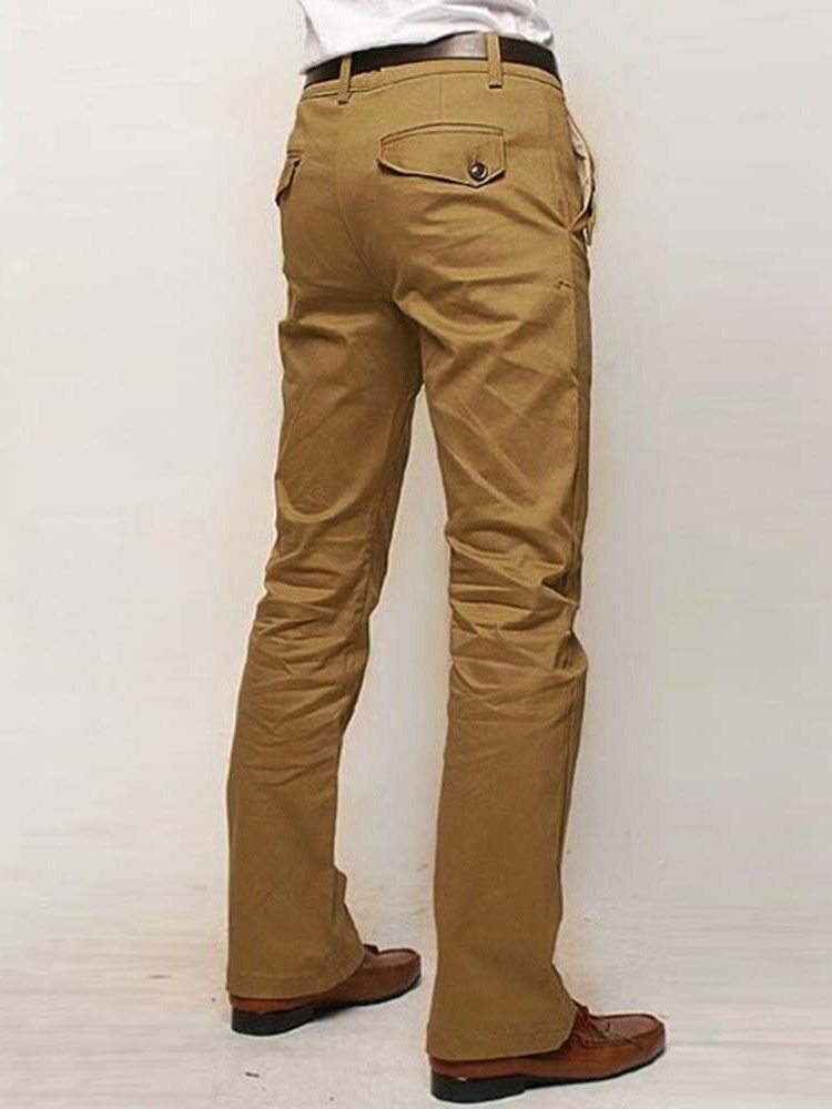 Pantalon Décontracté Uni À Poche Droite Pour Hommes