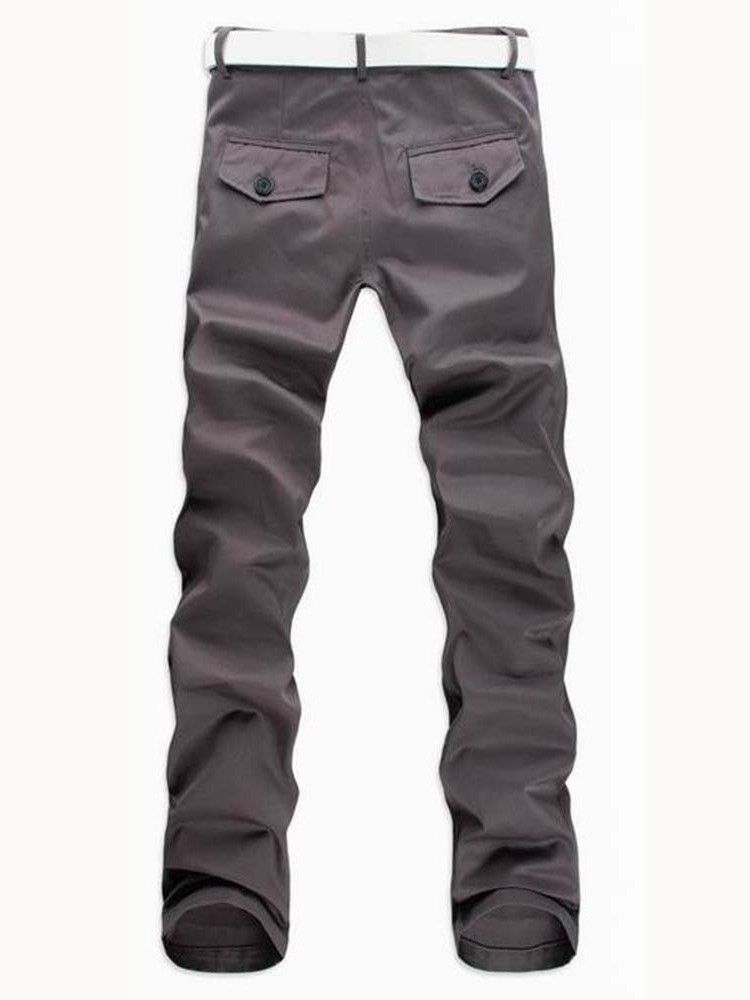 Pantalon Décontracté Uni À Poche Droite Pour Hommes