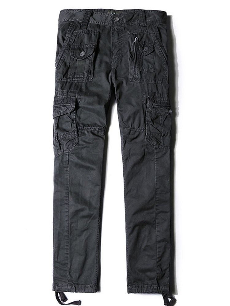 Pantalon Décontracté Uni Quatre Saisons À Taille Moyenne Avec Poche Pour Hommes