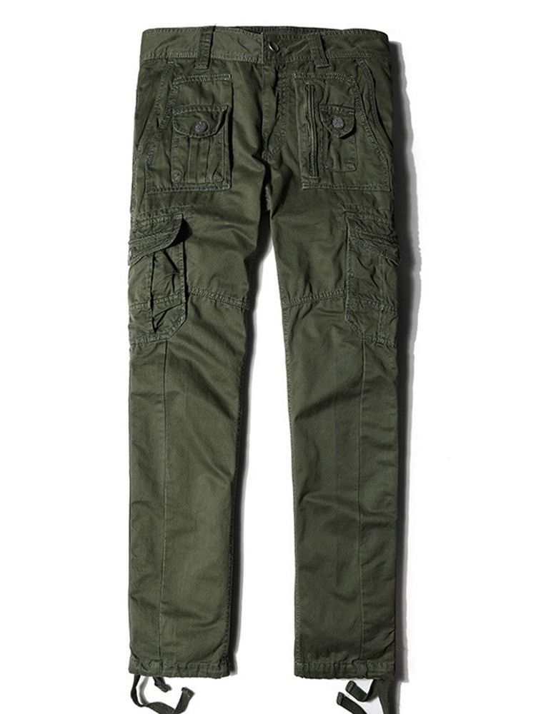 Pantalon Décontracté Uni Quatre Saisons À Taille Moyenne Avec Poche Pour Hommes