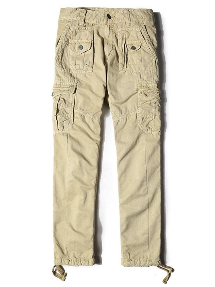 Pantalon Décontracté Uni Quatre Saisons À Taille Moyenne Avec Poche Pour Hommes