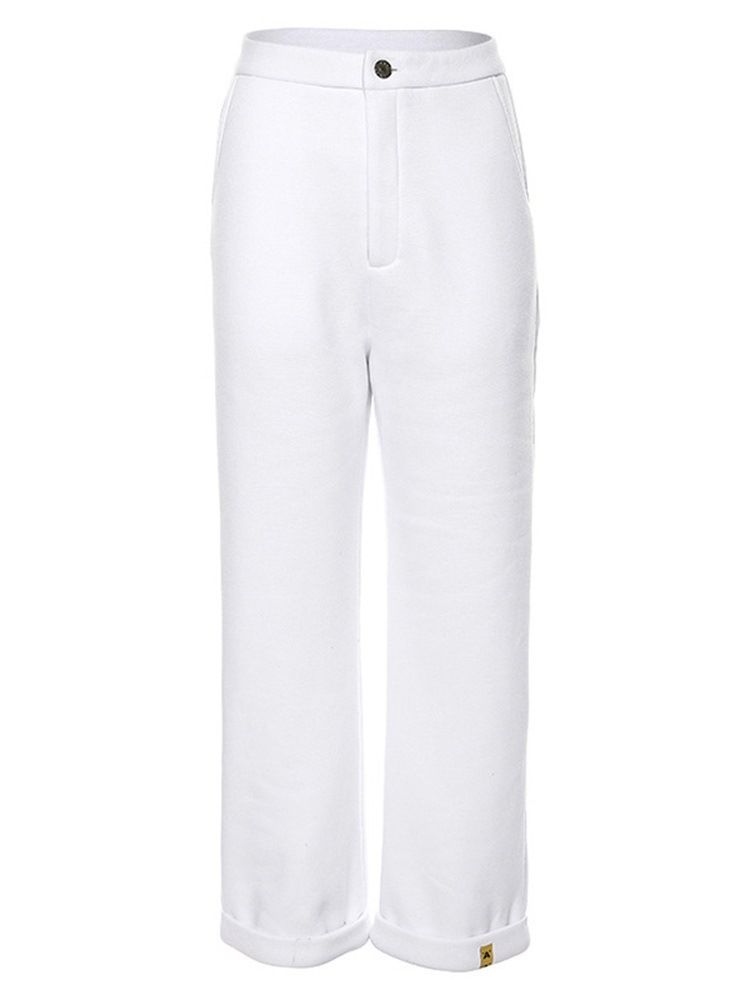 Pantalon Décontracté Uni À Taille Haute Et Taille Haute Pour Femme