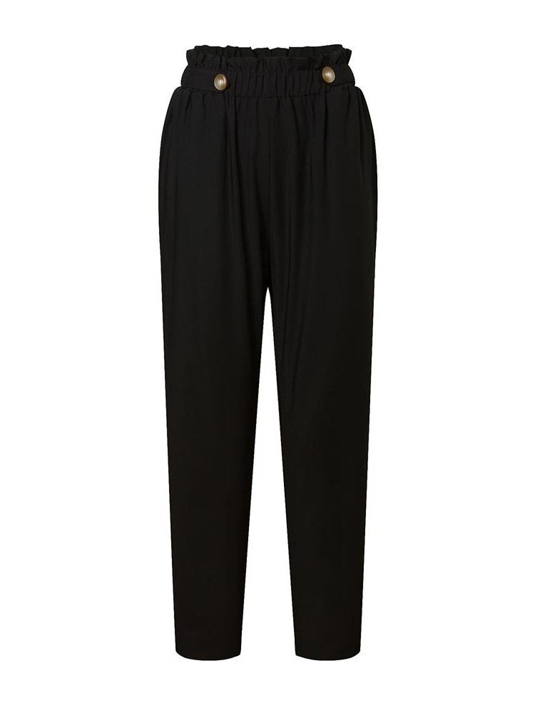 Pantalon Décontracté Uni À Taille Haute Et Taille Haute Pour Femme