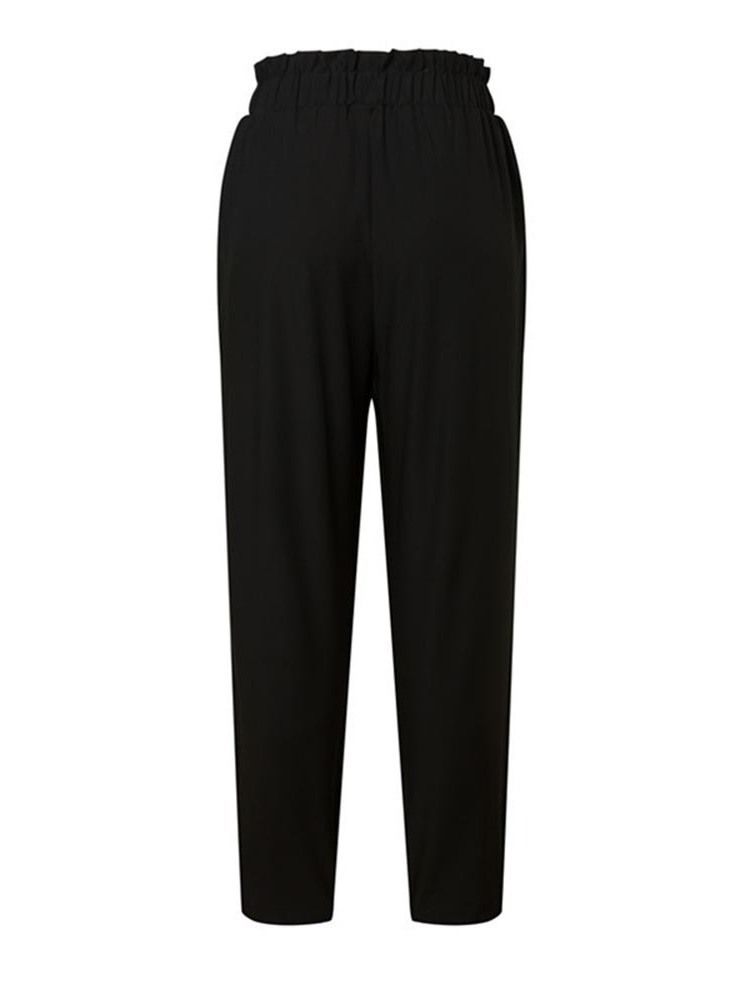 Pantalon Décontracté Uni À Taille Haute Et Taille Haute Pour Femme