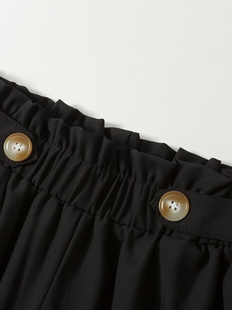 Pantalon Décontracté Uni À Taille Haute Et Taille Haute Pour Femme