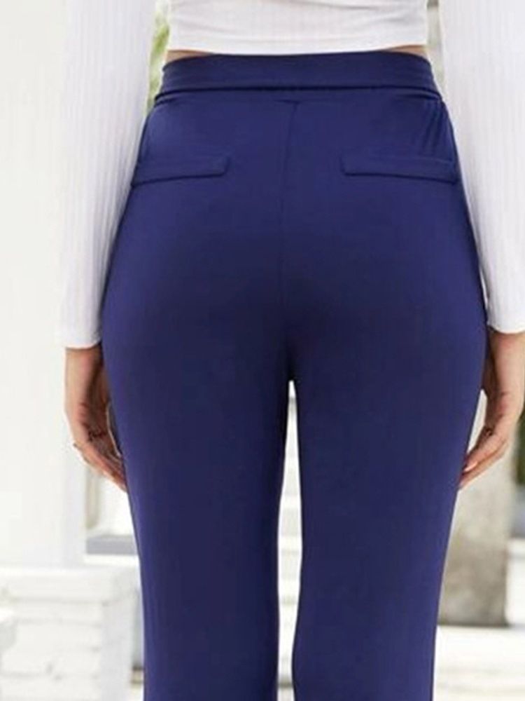 Pantalon Décontracté Uni Taille Haute Pour Femme