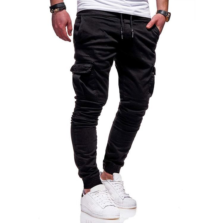 Pantalon Décontracté Uni Taille Moyenne Pour Hommes