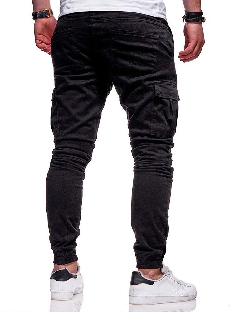 Pantalon Décontracté Uni Taille Moyenne Pour Hommes