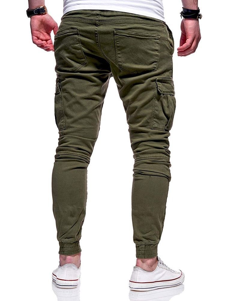 Pantalon Décontracté Uni Taille Moyenne Pour Hommes