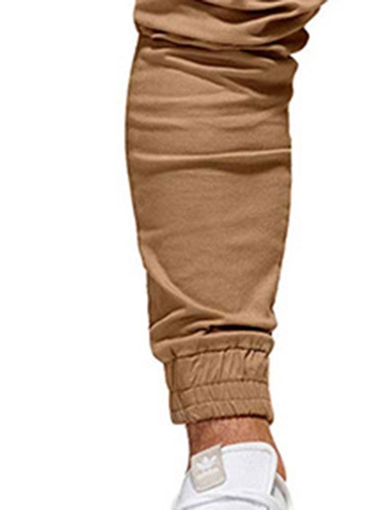 Pantalon Décontracté Uni Taille Moyenne Pour Hommes