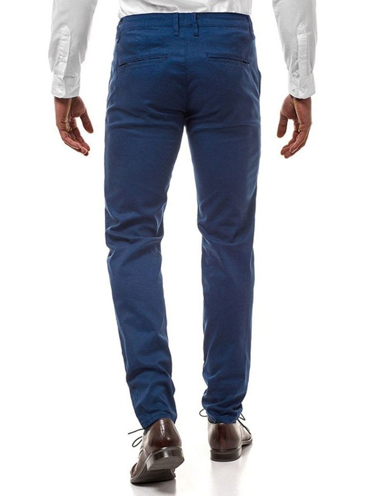 Pantalon Décontracté Uni À Taille Moyenne Pour Hommes