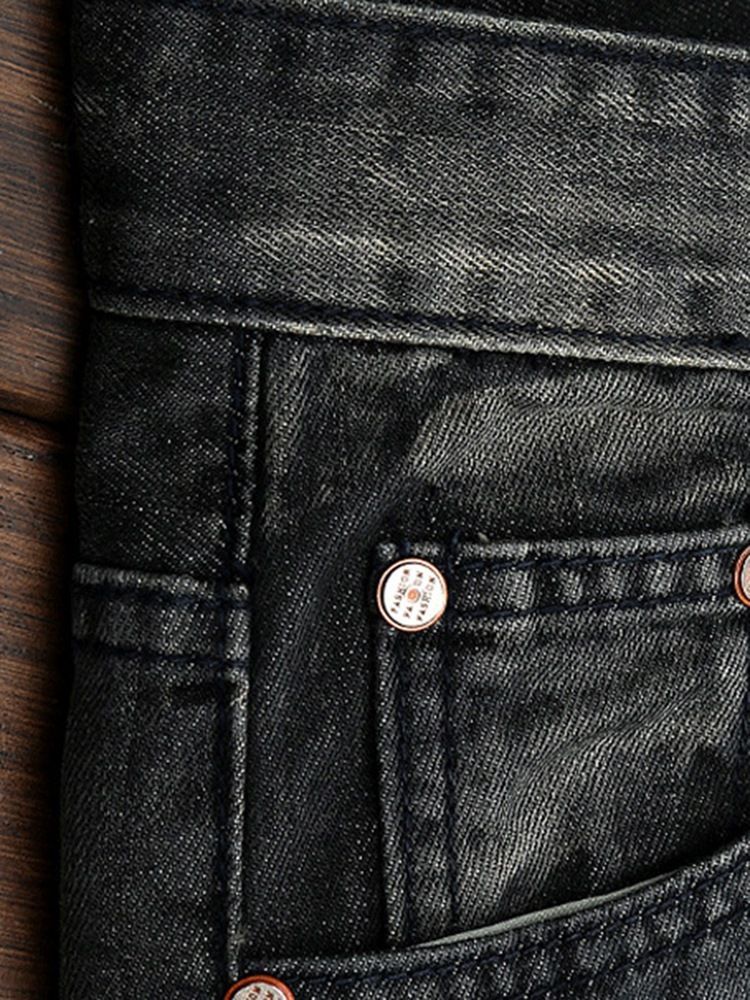 Pantalon Droit Unique Pour Hommes Avec Trou En Denim Et Médaille