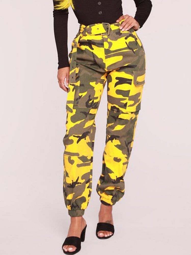 Pantalon Femme Ceinture Camouflage