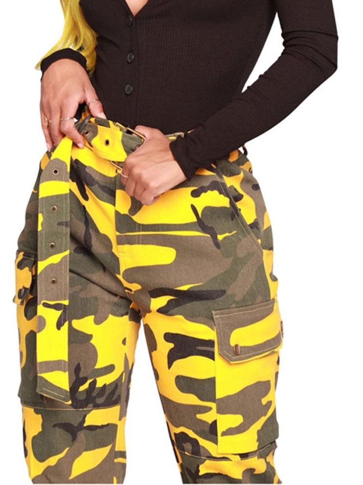 Pantalon Femme Ceinture Camouflage