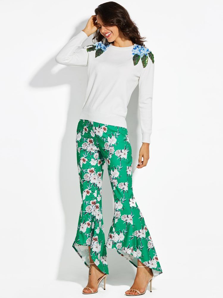 Pantalon Pour Femmes À Imprimé Floral Et À Imprimé Floral