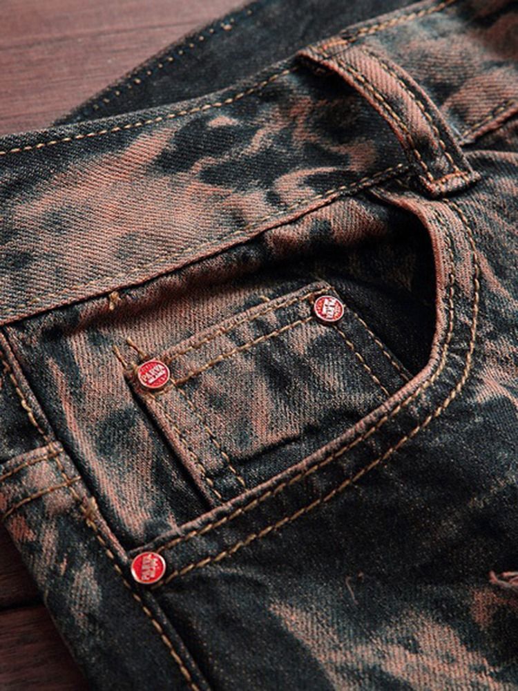 Pantalon À Glissière En Denim Décontracté Pour Hommes