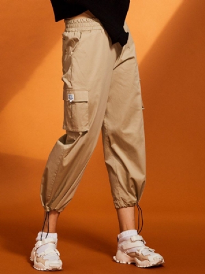 Pantalon À Poches Patchwork Jambes Larges Pour Femmes