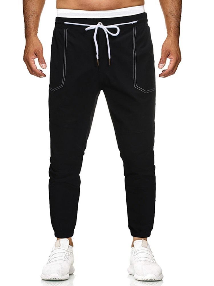 Pantalons Crayon Unis Pour Hommes Pantalons Décontractés Taille Moyenne Pour Hommes