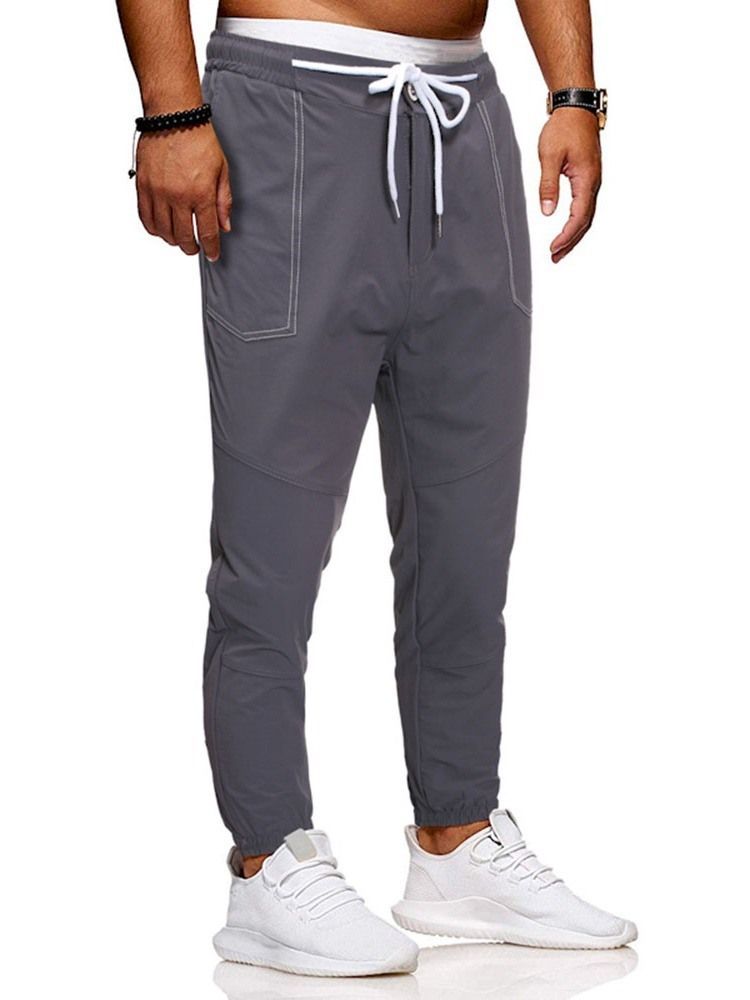 Pantalons Crayon Unis Pour Hommes Pantalons Décontractés Taille Moyenne Pour Hommes