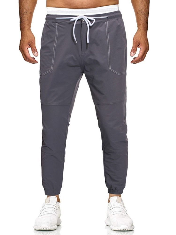 Pantalons Crayon Unis Pour Hommes Pantalons Décontractés Taille Moyenne Pour Hommes