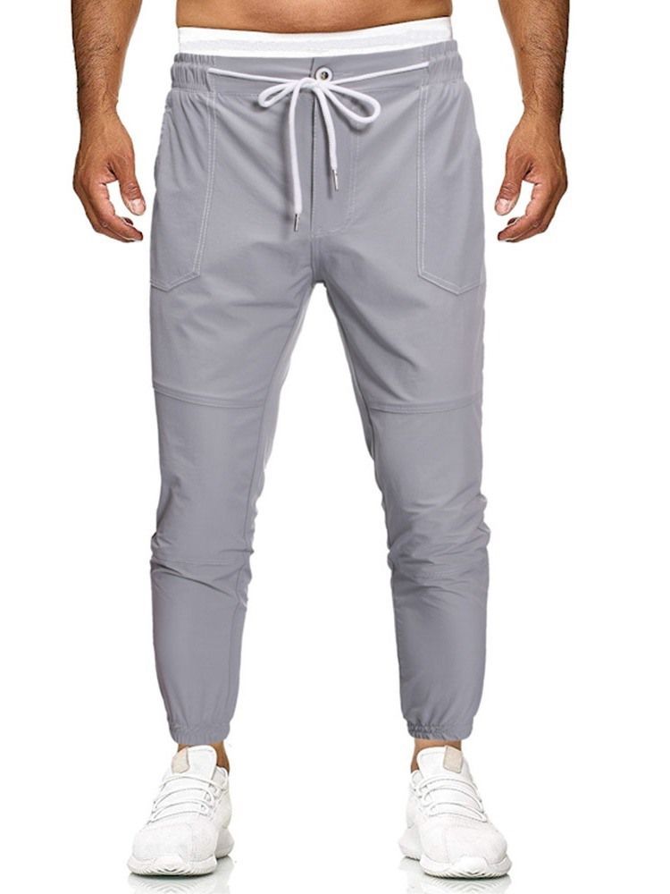 Pantalons Crayon Unis Pour Hommes Pantalons Décontractés Taille Moyenne Pour Hommes