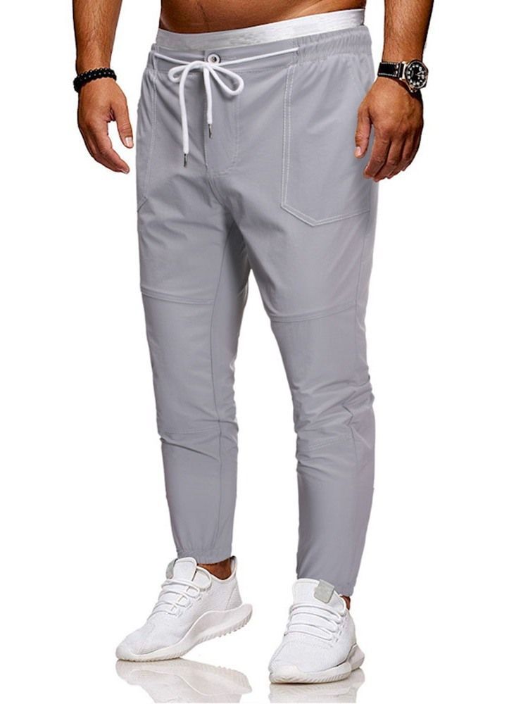 Pantalons Crayon Unis Pour Hommes Pantalons Décontractés Taille Moyenne Pour Hommes