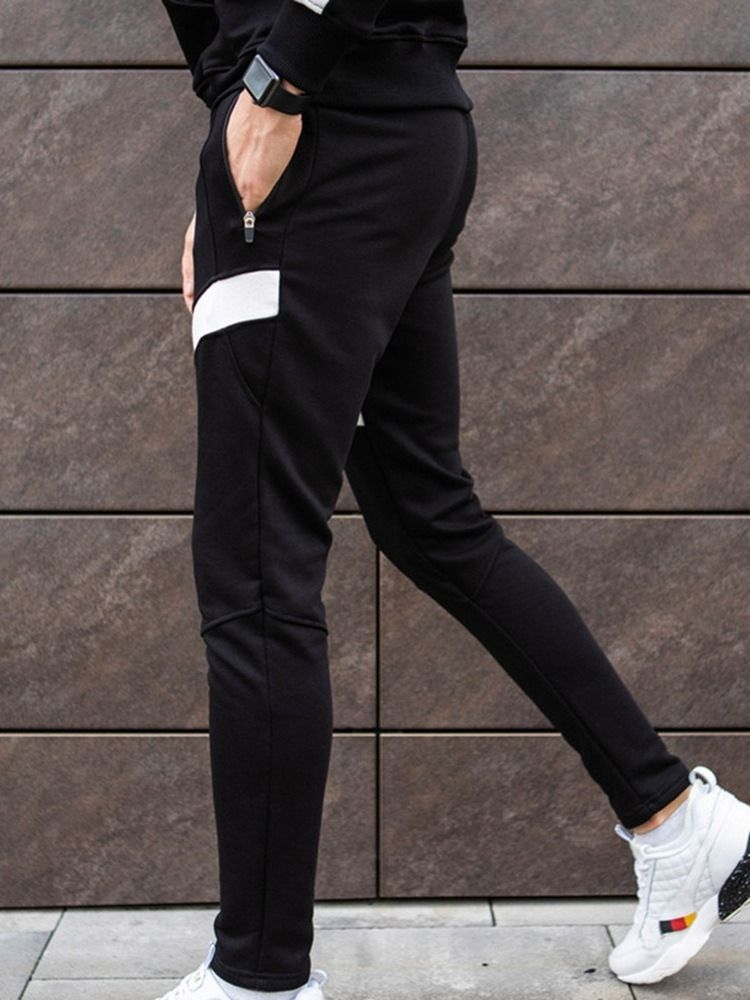 Zipper Color Block Four Seasons Pantalons Décontractés Pour Hommes