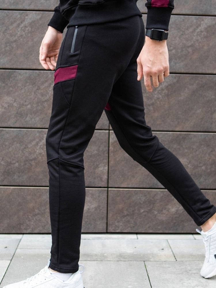 Zipper Color Block Four Seasons Pantalons Décontractés Pour Hommes