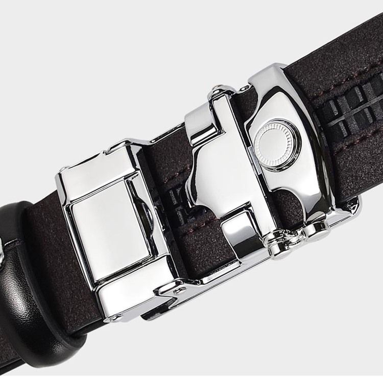 Ceinture À Boucle Automatique En Cuir De Vachette Pour Hommes