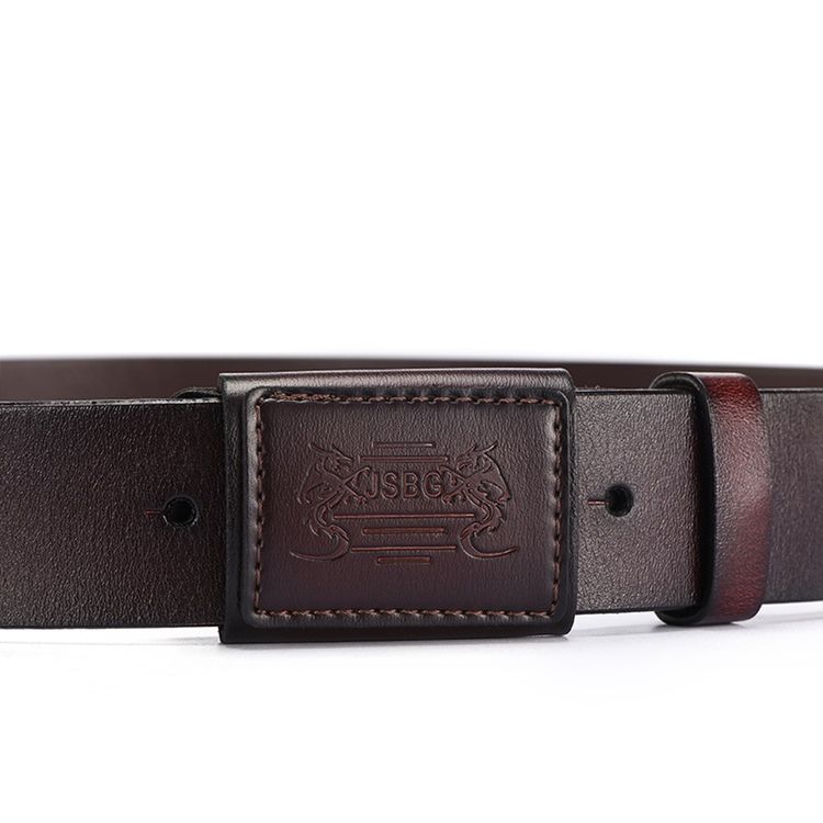 Ceinture À Boucle Lisse En Cuir Véritable Haut De Gamme Sans Allergènes Pour Hommes