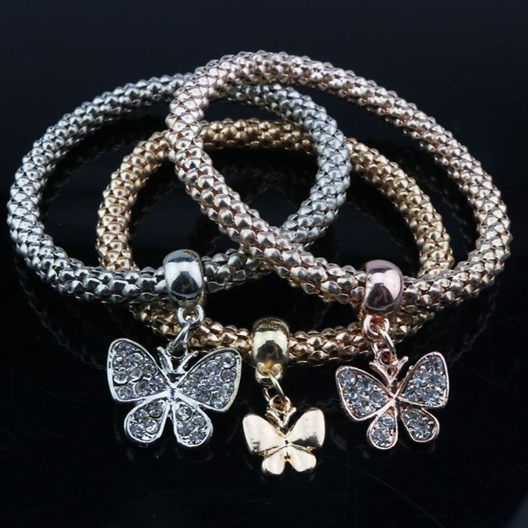 Bracelet À Pendentif Papillon À Trois Couches