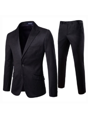 Blazer Uni À Boutonnage Simple Pour Homme 2 Pièces