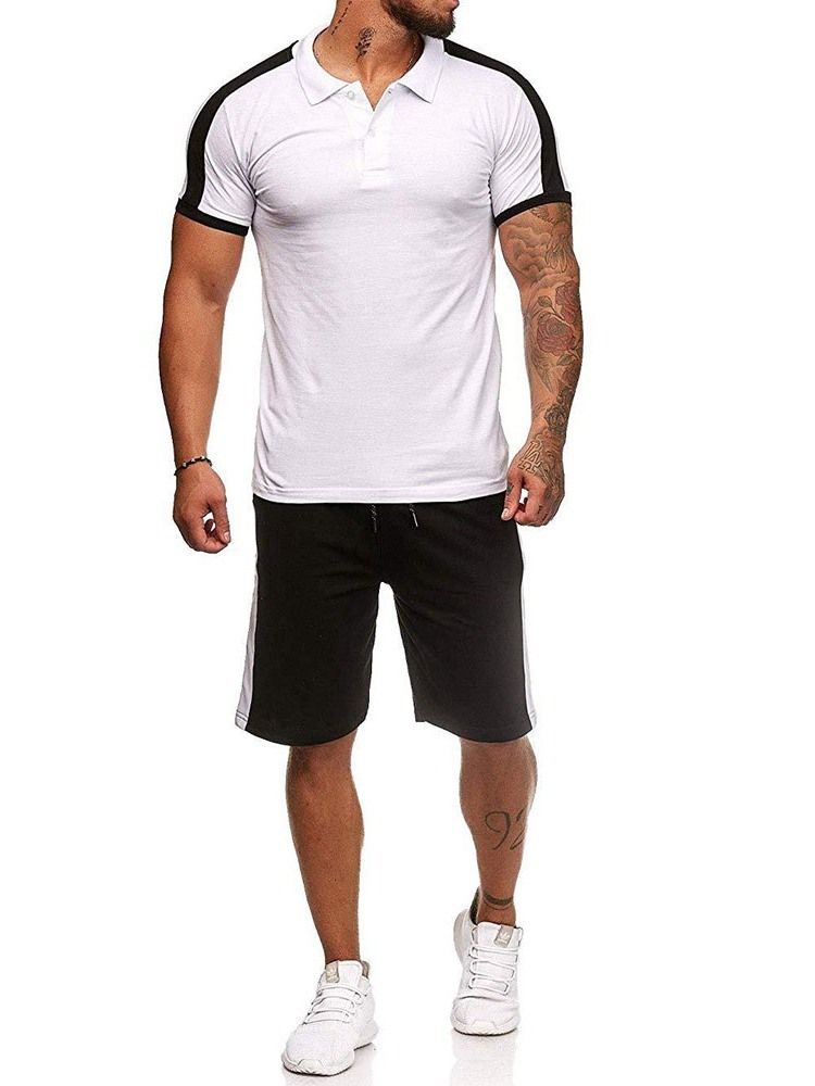 Bouton Couleur Bloc Décontracté Tenue Homme