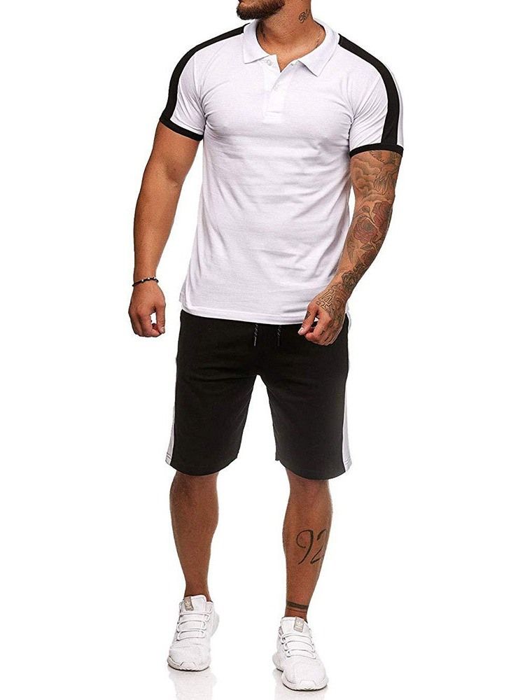 Bouton Couleur Bloc Décontracté Tenue Homme