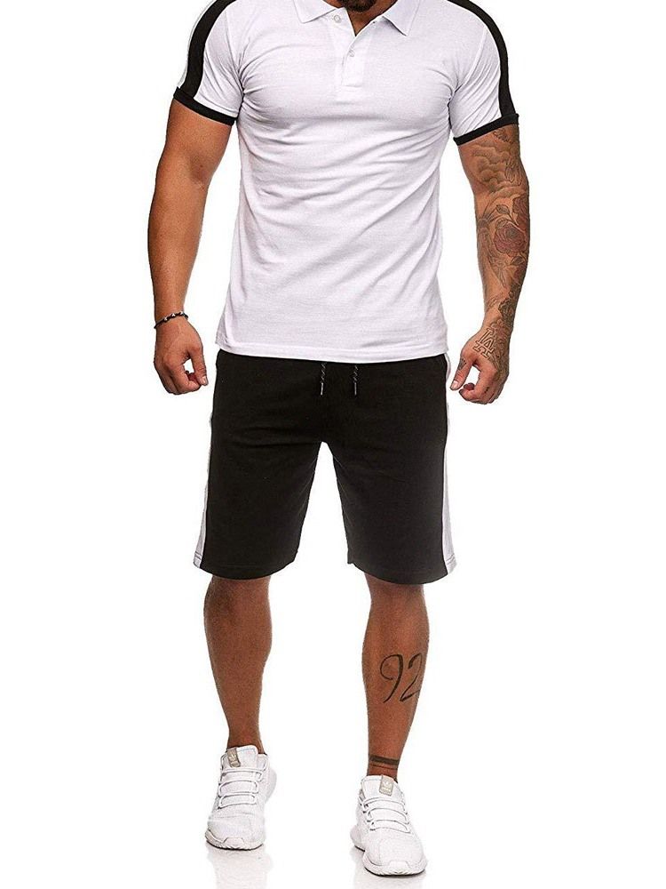 Bouton Couleur Bloc Décontracté Tenue Homme