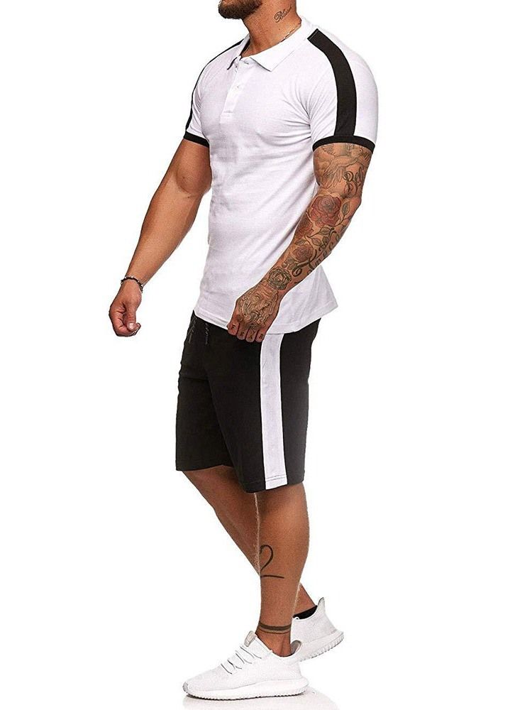 Bouton Couleur Bloc Décontracté Tenue Homme