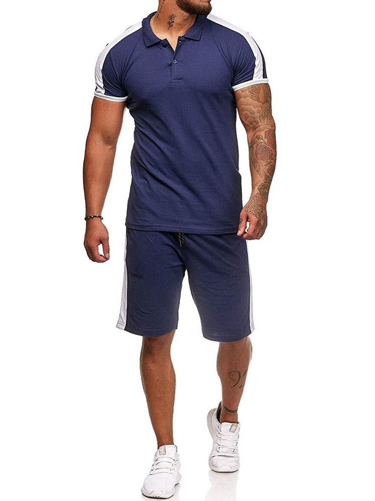 Bouton Couleur Bloc Décontracté Tenue Homme