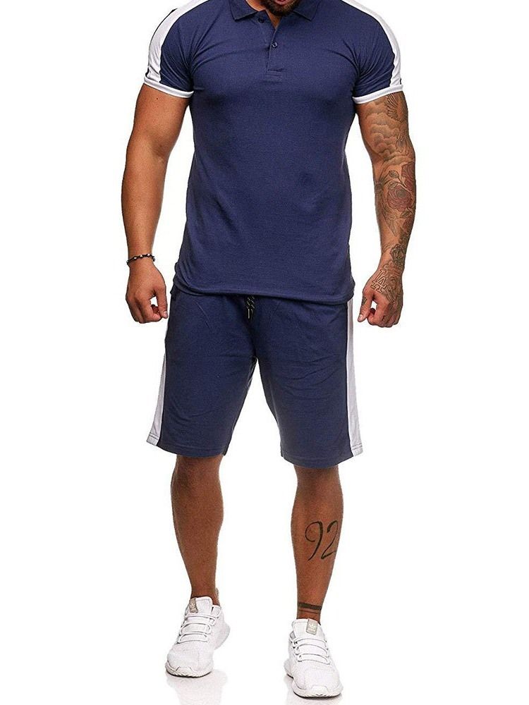 Bouton Couleur Bloc Décontracté Tenue Homme