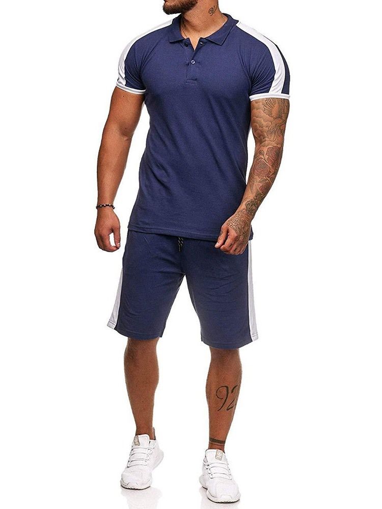 Bouton Couleur Bloc Décontracté Tenue Homme