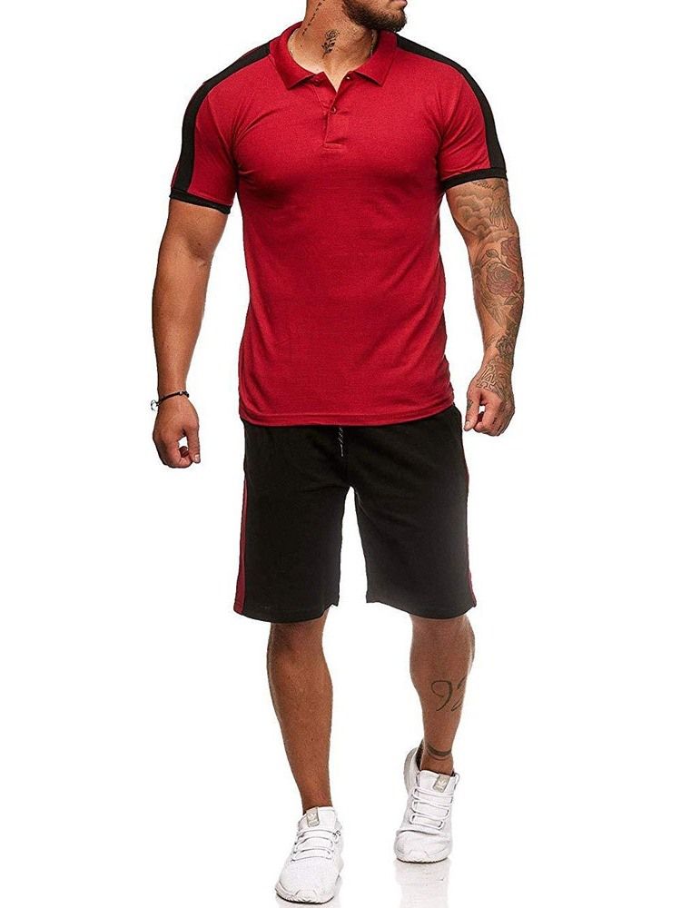 Bouton Couleur Bloc Décontracté Tenue Homme