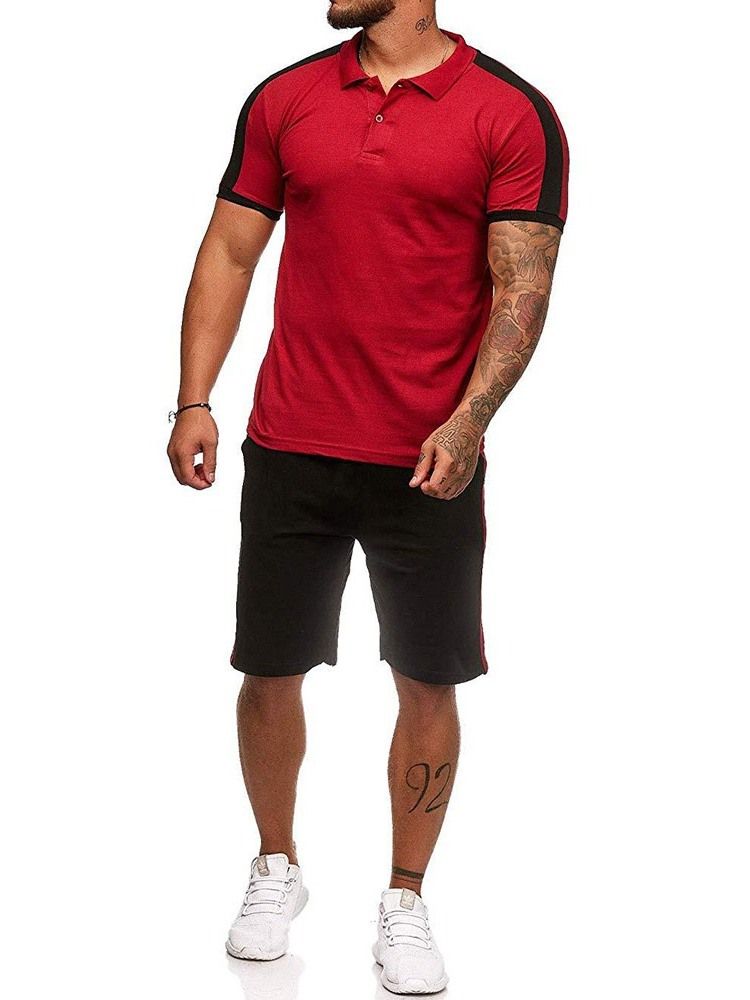 Bouton Couleur Bloc Décontracté Tenue Homme