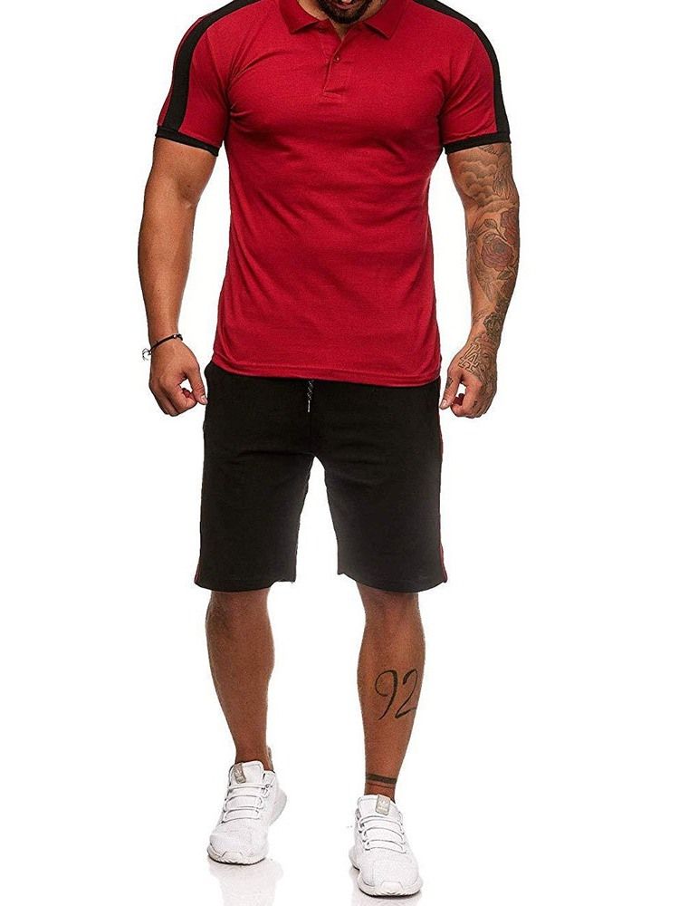 Bouton Couleur Bloc Décontracté Tenue Homme