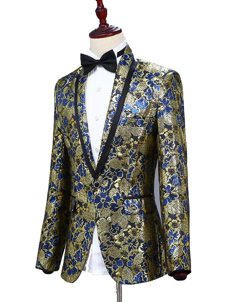 Châle Col Châle Floral Blazer Pantalon Costumes De Bal Pour Hommes