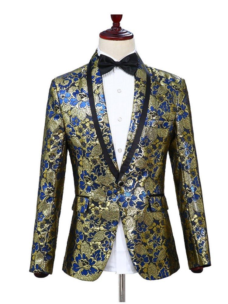 Châle Col Châle Floral Blazer Pantalon Costumes De Bal Pour Hommes