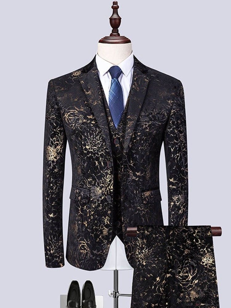 Costume De Fête Pour Hommes 3 Pièces Imprimé Floral