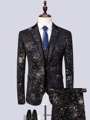 Costume De Fête Pour Hommes 3 Pièces Imprimé Floral