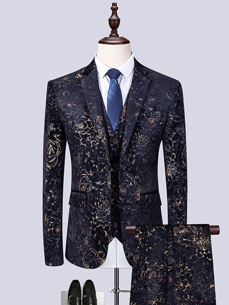 Costume De Fête Pour Hommes 3 Pièces Imprimé Floral