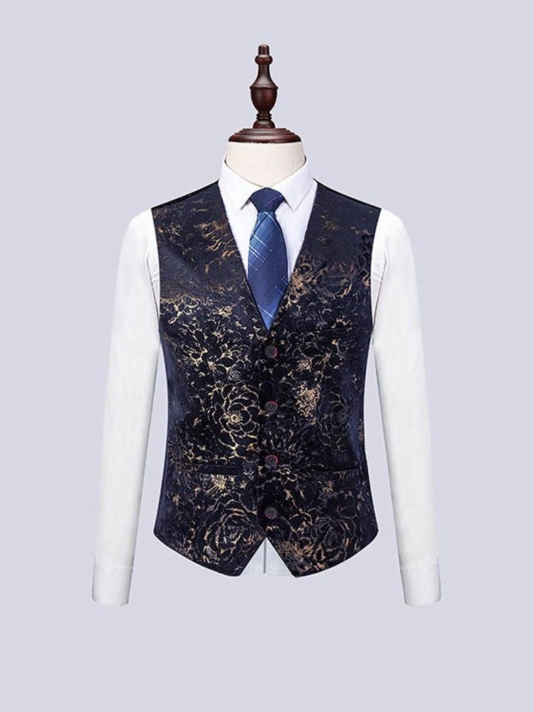 Costume De Fête Pour Hommes 3 Pièces Imprimé Floral